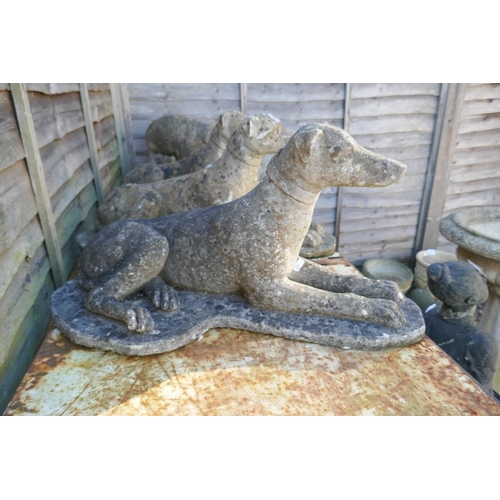 452 - Set of 3 stone dog statues