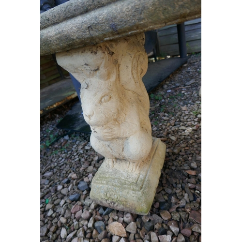 458 - Stone squirrel bench