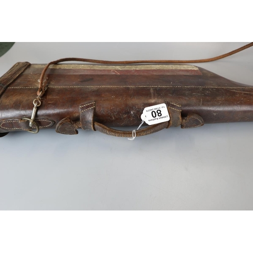 80 - Antique leg of mutton leather gun case