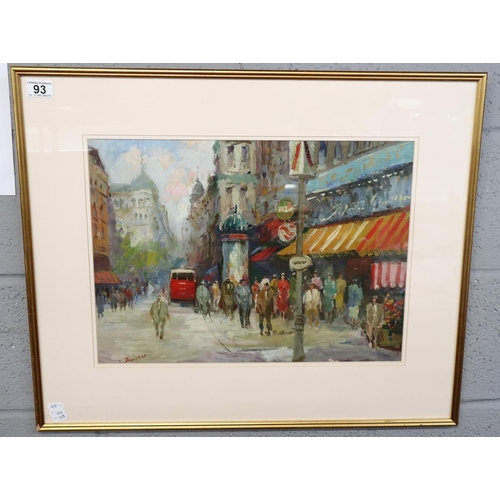 93 - Oil street scene indistinct signiatue - Approx IS: 49cm x 36cm