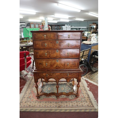 345 - 18th century burr walnut chest on stand