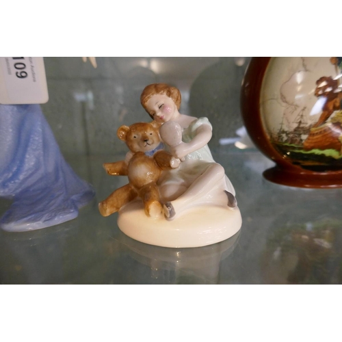 109 - 2 Royal Doulton figures to include Diana Princess of Wales and a Lladro figure