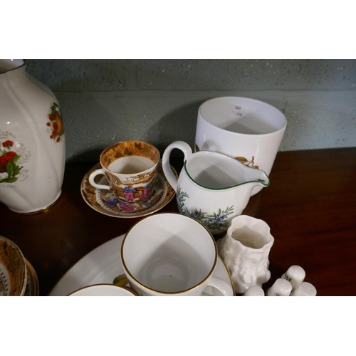 132 - Collectables to include Royal Worcester and Ainsley together with a collection of thimbles