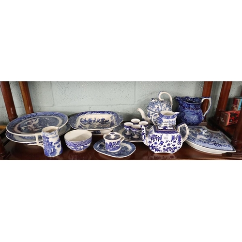 135 - Collection of antique blue and white china