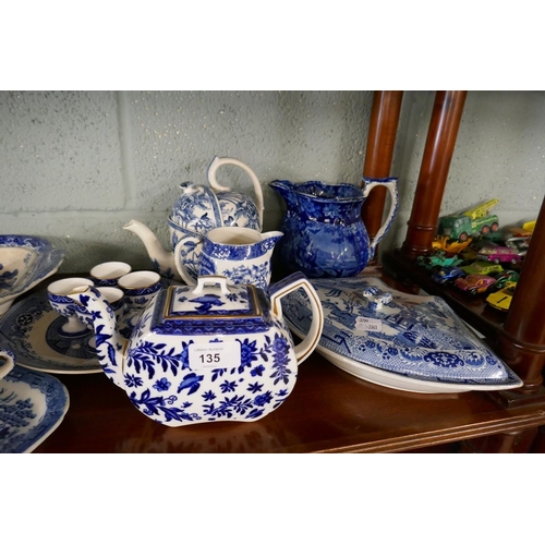 135 - Collection of antique blue and white china