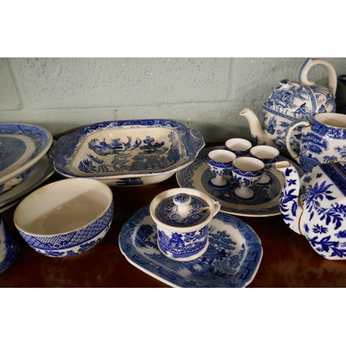 135 - Collection of antique blue and white china