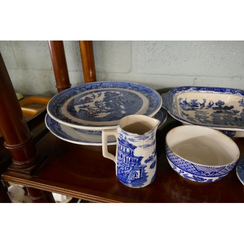 135 - Collection of antique blue and white china