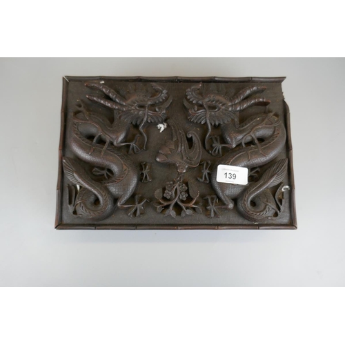 139 - Carved Oriental box with Royal Engineers crest