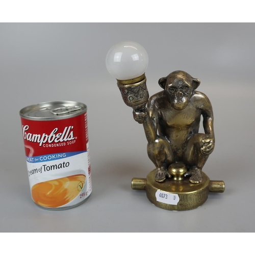 171 - Brass illuminating monkey mascot radiator cap 