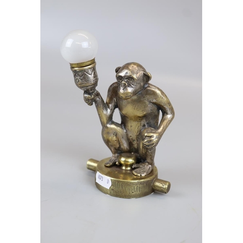 171 - Brass illuminating monkey mascot radiator cap 