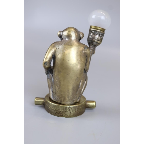 171 - Brass illuminating monkey mascot radiator cap 