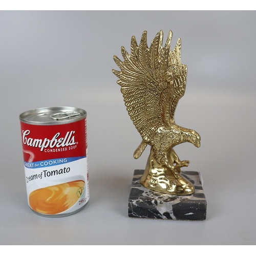 173 - Brass eagle mascot mounted on marble base