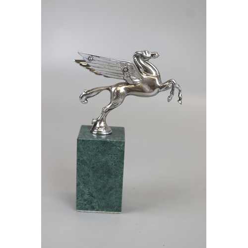 174 - Flying horse mascot mounted on marble base 