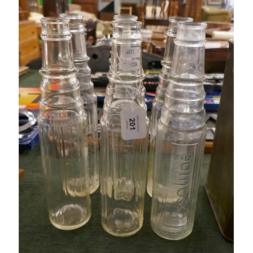 201 - Set of six Esso lube pint measure oil bottles