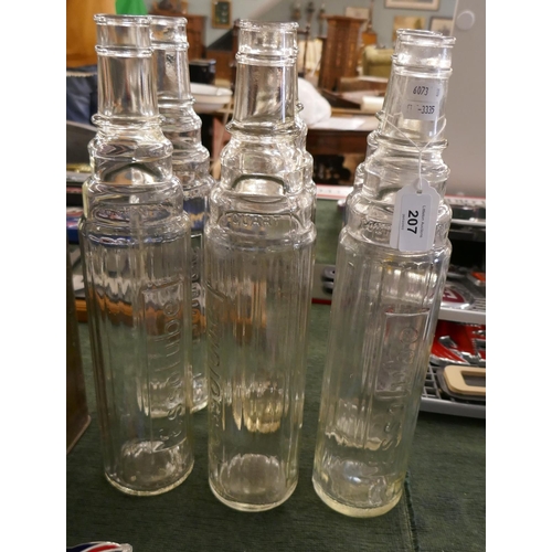 207 - Set of six Esso lube quart measure oil bottles