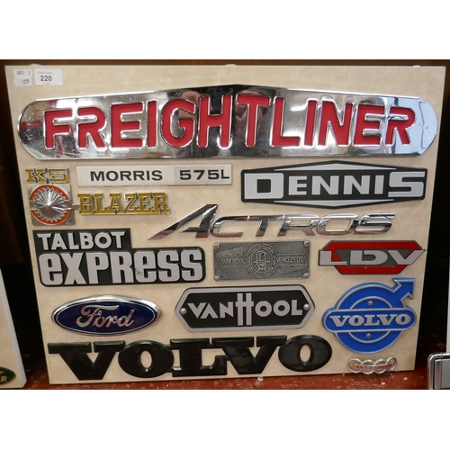 220 - Collection of badges to include Freightliner, Volvo etc