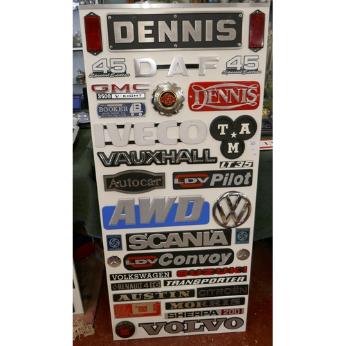 233 - Collection of badges to include Dennis, VW, Vauxhall