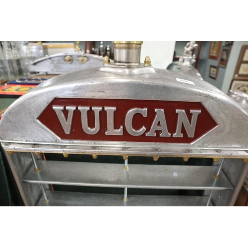 250 - Vulcan radiator grill shelf display with Vulcan mascot rad cap