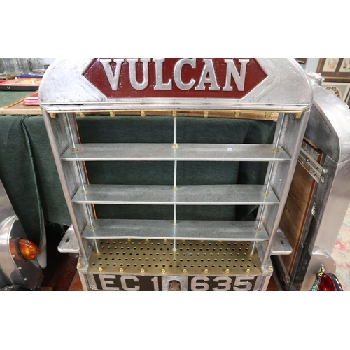 250 - Vulcan radiator grill shelf display with Vulcan mascot rad cap