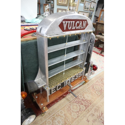 250 - Vulcan radiator grill shelf display with Vulcan mascot rad cap