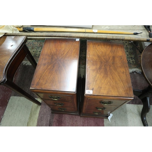 268 - Pair of walnut bedside chests