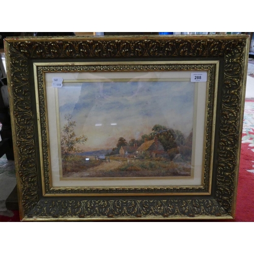 288 - Watercolour - Rural scene by John Fullwood in ornate frame - Approx image size: 33cm x 24cm