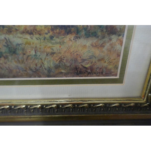 288 - Watercolour - Rural scene by John Fullwood in ornate frame - Approx image size: 33cm x 24cm