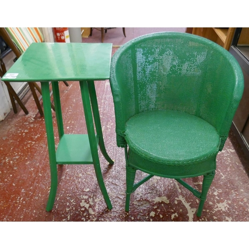 341 - Painted occasional table and tub chair