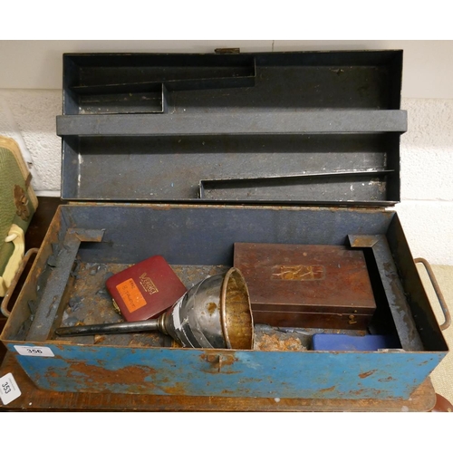 356 - Metal tool box and contents to include engineer tools