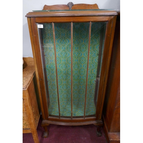 379 - Mahogany glazed display cabinet on ball and claw feet - Approx size: W: 65cm D: 36cm H: 130cm