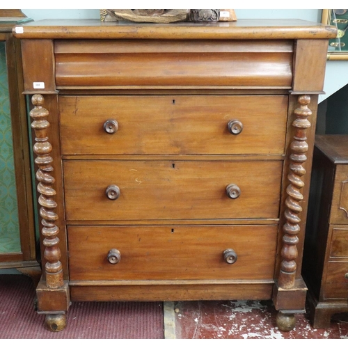 380 - Scottish mahogany chest of 4 drawers - Approx size: W: 112cm D: 51cm H: 124cm