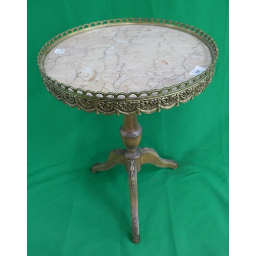 397 - Small pedestal table with ormolu mounts and marble top