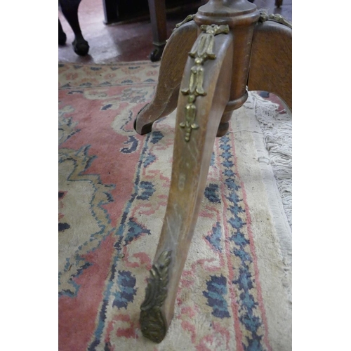 397 - Small pedestal table with ormolu mounts and marble top