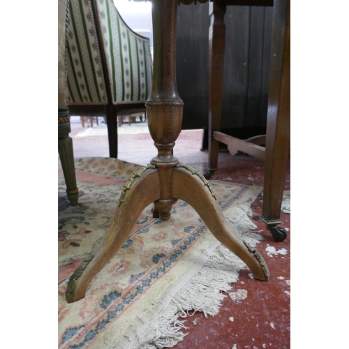 397 - Small pedestal table with ormolu mounts and marble top