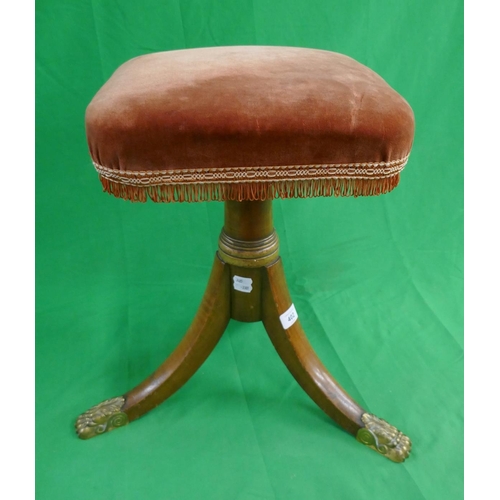 402 - Piano stool with brass claw feet