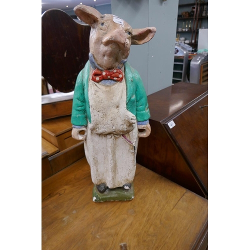 403 - Pig butchers statue with menu board - Approx H: 56cm