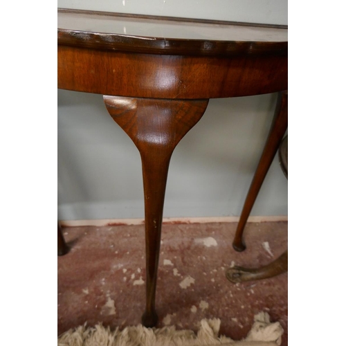 425 - Mahogany demi-lune pie crust table on cabriole legs