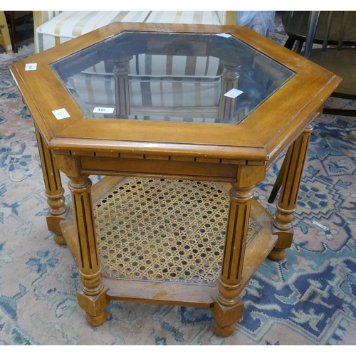 445 - Hexagonal glass top coffee table