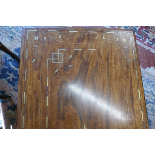 446 - Mahogany coffee table with brass inlay on cabriole legs - Approx size: W: 125cm D: 56cm H: 47cm