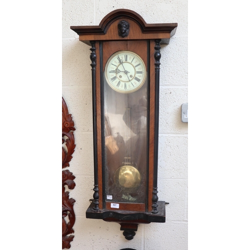 447 - Victorian mahogany wall clock