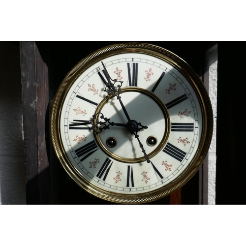 447 - Victorian mahogany wall clock