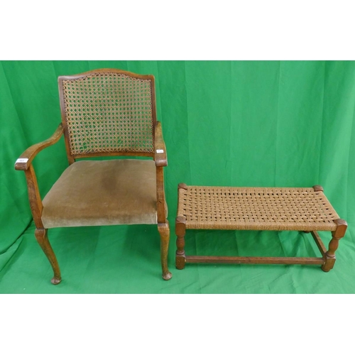 463 - Bergere backed armchair together with a footstool