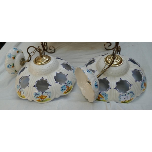 472 - Pair of ceramic Spanish light fixings