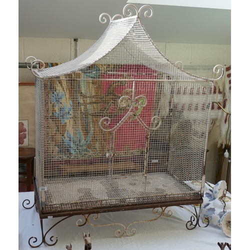 474 - Large antique wire work bird cage