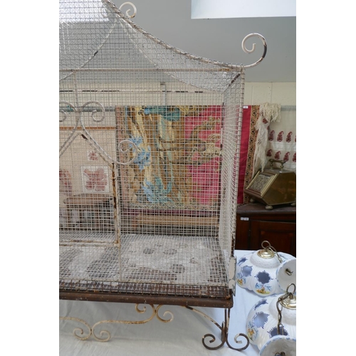 474 - Large antique wire work bird cage