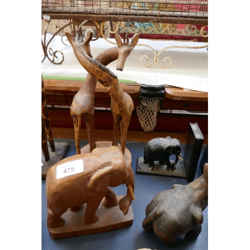 475 - Collection of carved animal figurines etc