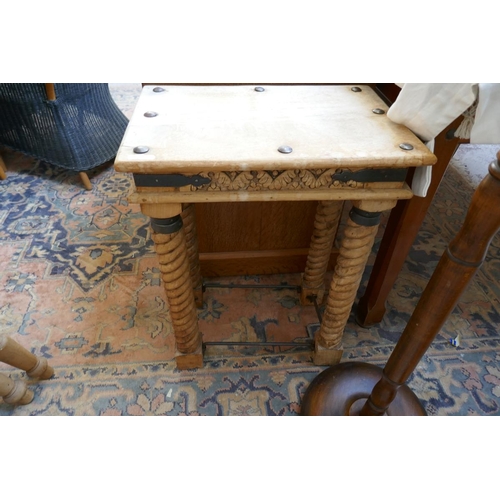 477 - Hardwood metal bound occasional table