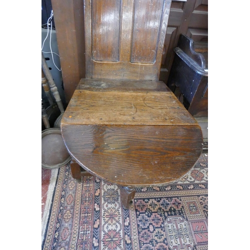 498 - Unusual antique oak chair with drop leaf front