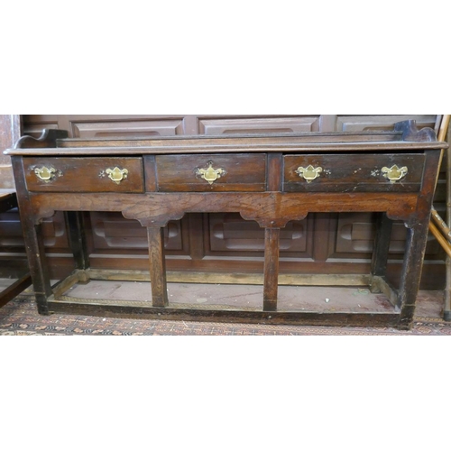 499 - Early antique oak dresser base - Approx size: W: 150cm D: 40cm H: 74cm