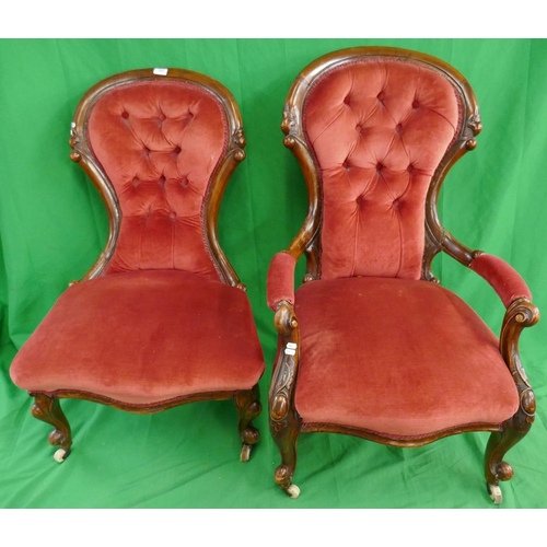 516 - His and hers Victorian chairs